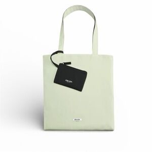 Prada Mint Green Tote with Black Pouch